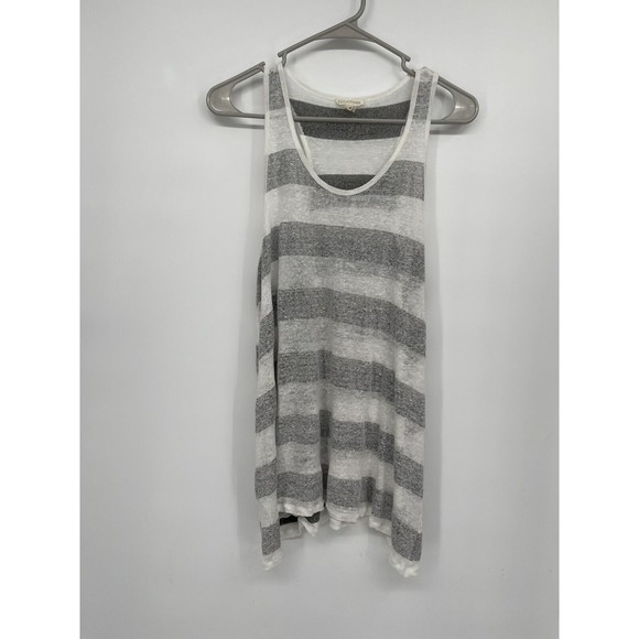 Eileen Fisher Tunic Tank Top Gray and White Linen Blend Size Small - Picture 1 of 6